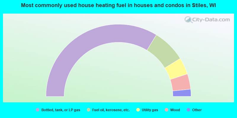 Most commonly used house heating fuel in houses and condos in Stiles, WI