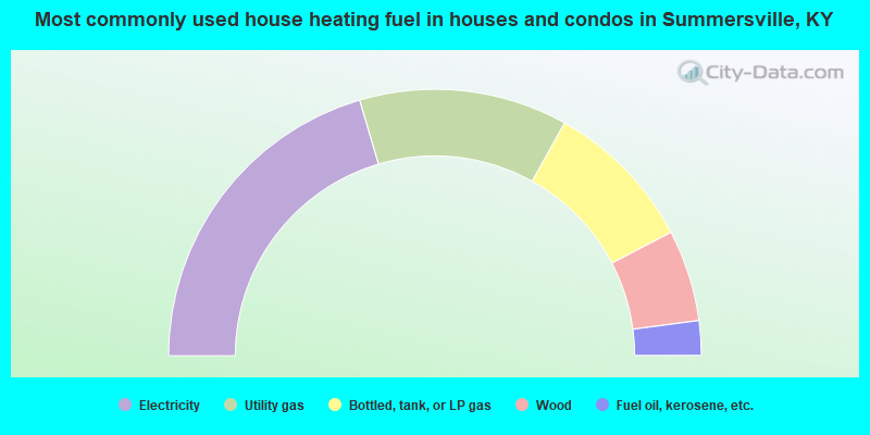 Most commonly used house heating fuel in houses and condos in Summersville, KY