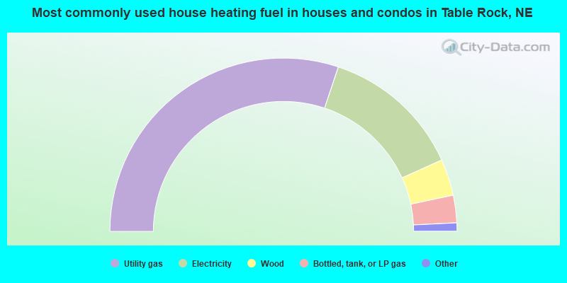 Most commonly used house heating fuel in houses and condos in Table Rock, NE
