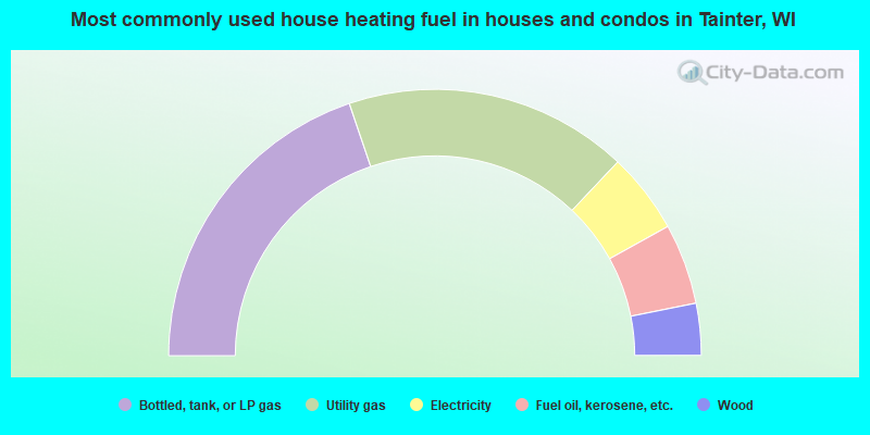 Most commonly used house heating fuel in houses and condos in Tainter, WI