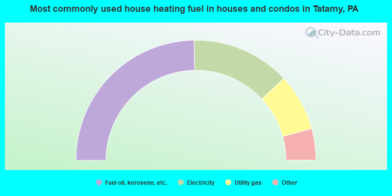 Most commonly used house heating fuel in houses and condos in Tatamy, PA