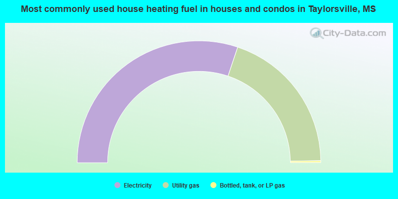 Most commonly used house heating fuel in houses and condos in Taylorsville, MS