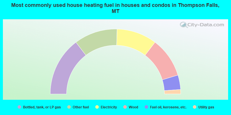 Most commonly used house heating fuel in houses and condos in Thompson Falls, MT