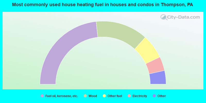 Most commonly used house heating fuel in houses and condos in Thompson, PA