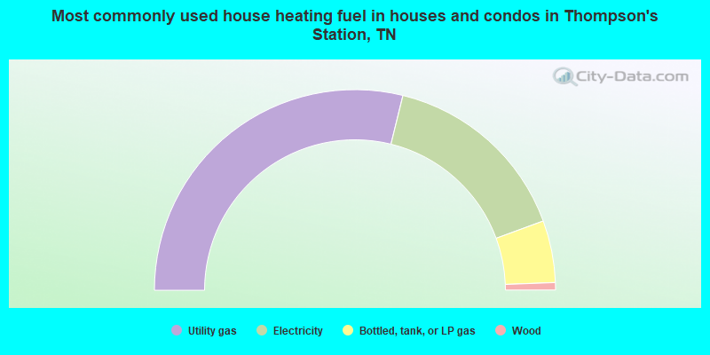 Most commonly used house heating fuel in houses and condos in Thompson's Station, TN