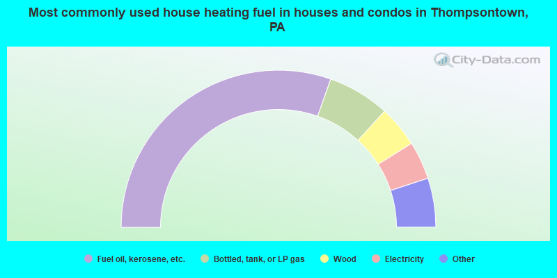 Most commonly used house heating fuel in houses and condos in Thompsontown, PA