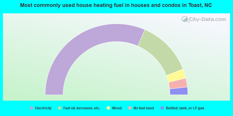 Most commonly used house heating fuel in houses and condos in Toast, NC