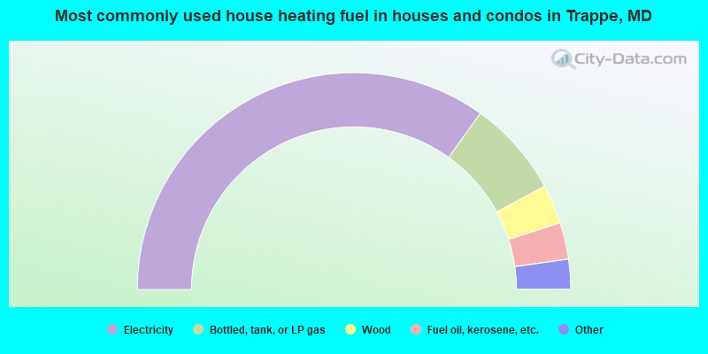 Most commonly used house heating fuel in houses and condos in Trappe, MD