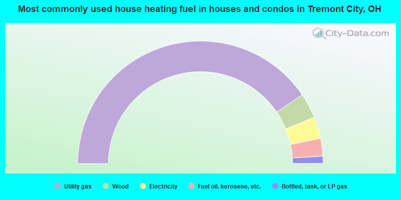 Most commonly used house heating fuel in houses and condos in Tremont City, OH