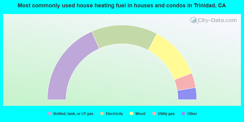 Most commonly used house heating fuel in houses and condos in Trinidad, CA