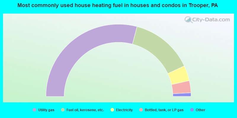 Most commonly used house heating fuel in houses and condos in Trooper, PA
