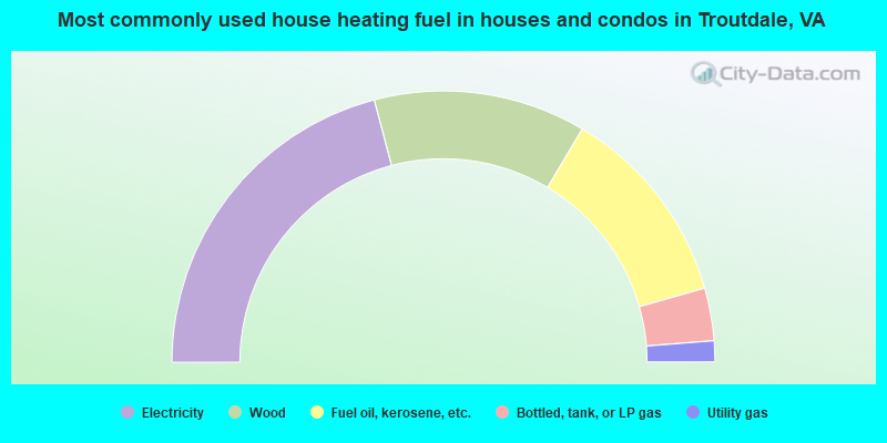 Most commonly used house heating fuel in houses and condos in Troutdale, VA