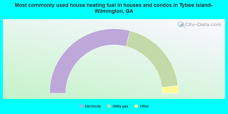 Most commonly used house heating fuel in houses and condos in Tybee Island-Wilmington, GA
