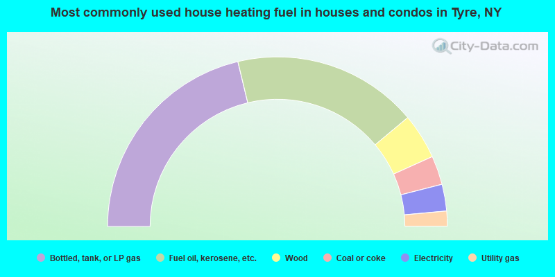 Most commonly used house heating fuel in houses and condos in Tyre, NY