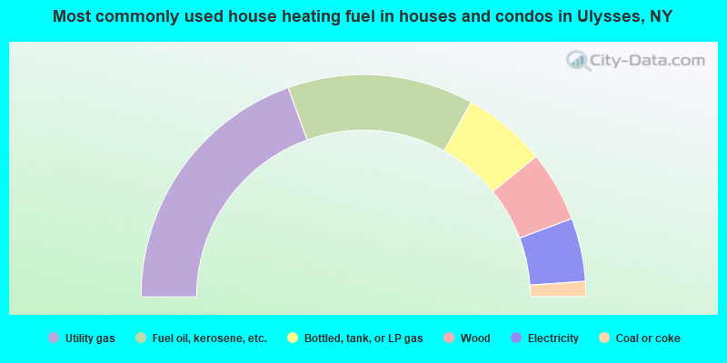 Most commonly used house heating fuel in houses and condos in Ulysses, NY