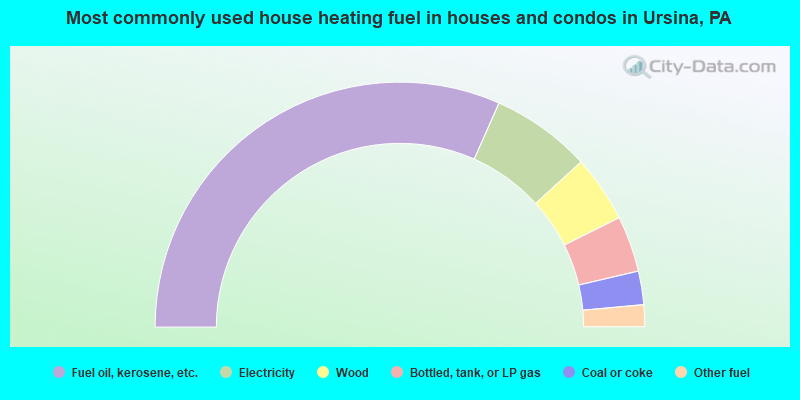 Most commonly used house heating fuel in houses and condos in Ursina, PA