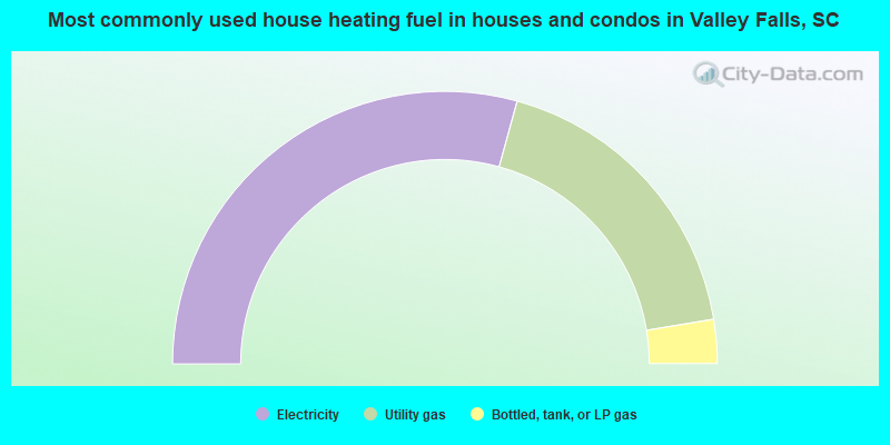 Most commonly used house heating fuel in houses and condos in Valley Falls, SC