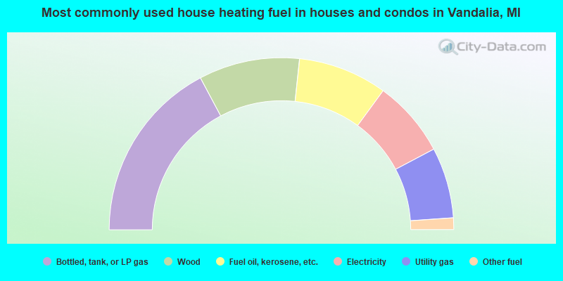 Most commonly used house heating fuel in houses and condos in Vandalia, MI
