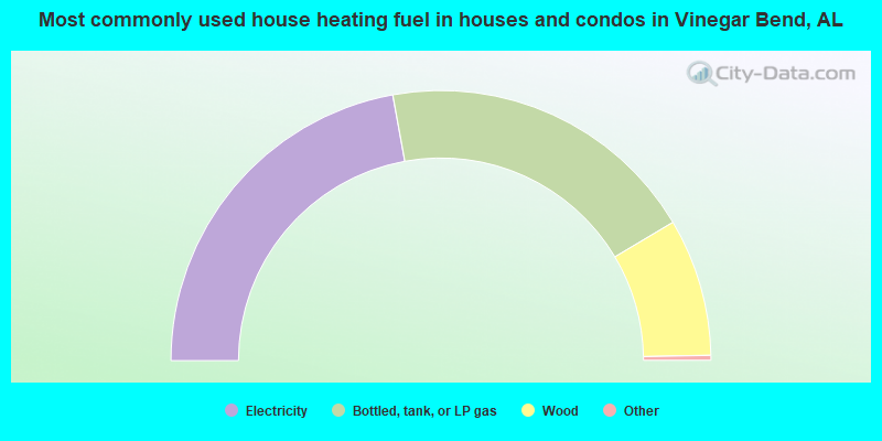 Most commonly used house heating fuel in houses and condos in Vinegar Bend, AL