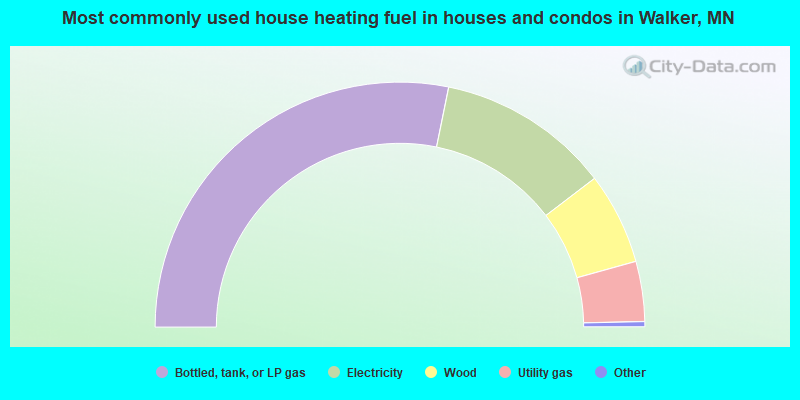 Most commonly used house heating fuel in houses and condos in Walker, MN
