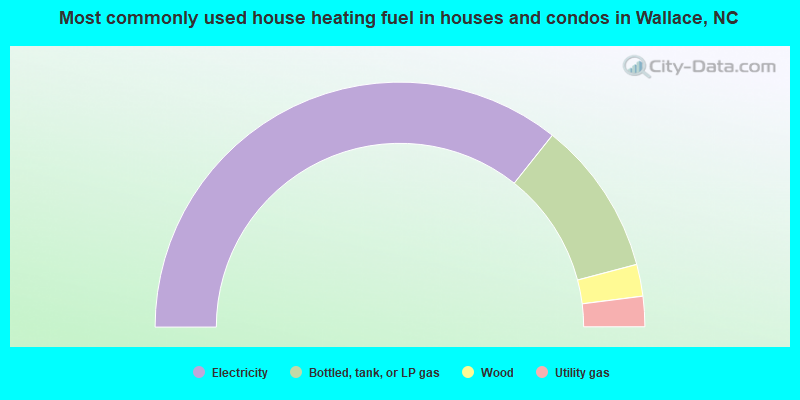 Most commonly used house heating fuel in houses and condos in Wallace, NC