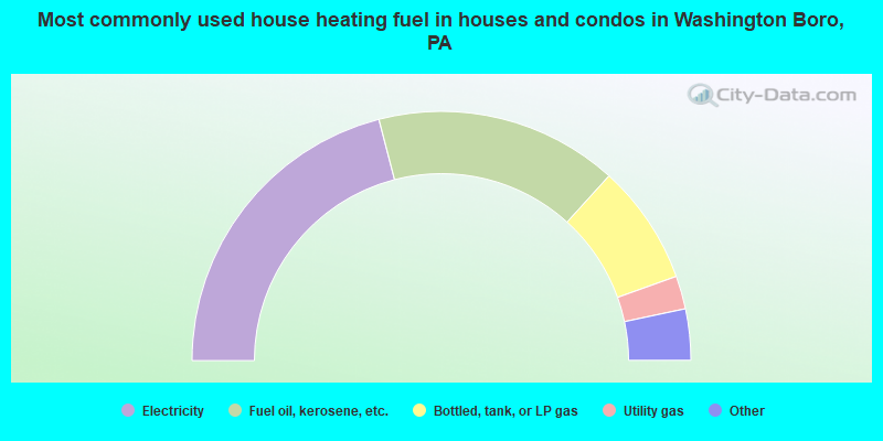 Most commonly used house heating fuel in houses and condos in Washington Boro, PA