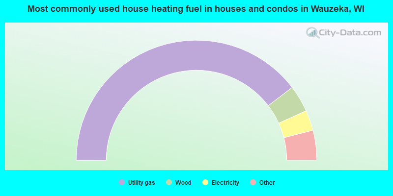 Most commonly used house heating fuel in houses and condos in Wauzeka, WI