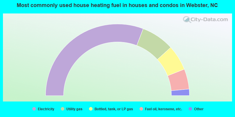 Most commonly used house heating fuel in houses and condos in Webster, NC