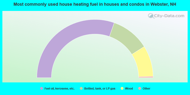 Most commonly used house heating fuel in houses and condos in Webster, NH