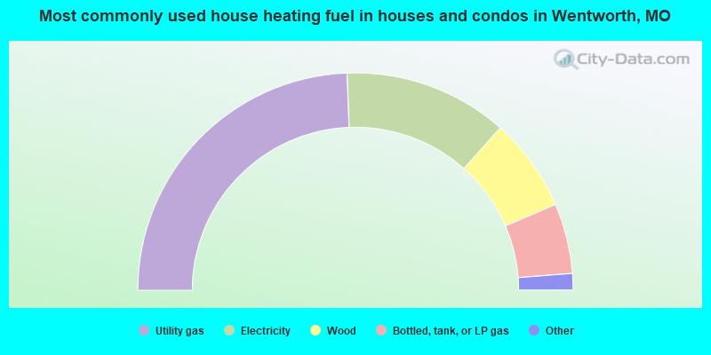 Most commonly used house heating fuel in houses and condos in Wentworth, MO