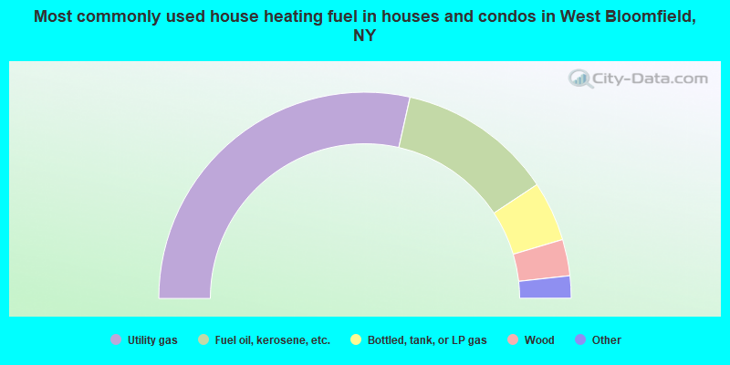 Most commonly used house heating fuel in houses and condos in West Bloomfield, NY
