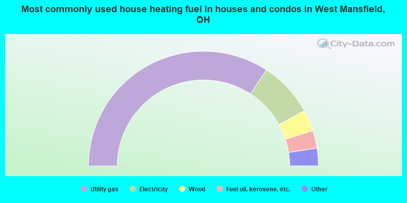 Most commonly used house heating fuel in houses and condos in West Mansfield, OH