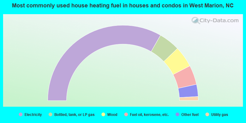 Most commonly used house heating fuel in houses and condos in West Marion, NC