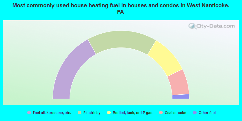 Most commonly used house heating fuel in houses and condos in West Nanticoke, PA