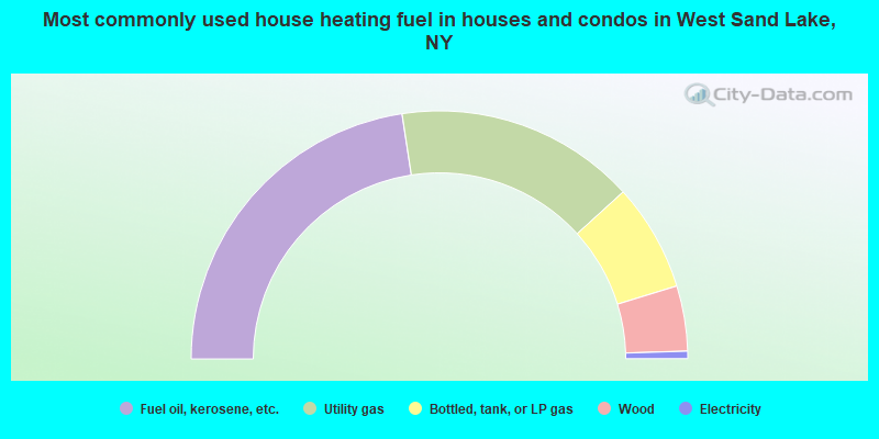 Most commonly used house heating fuel in houses and condos in West Sand Lake, NY