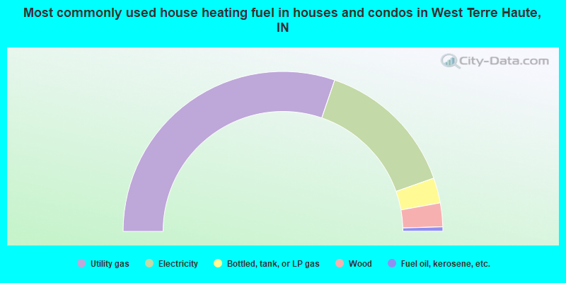 Most commonly used house heating fuel in houses and condos in West Terre Haute, IN