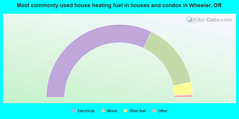 Most commonly used house heating fuel in houses and condos in Wheeler, OR