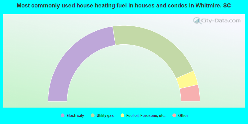 Most commonly used house heating fuel in houses and condos in Whitmire, SC