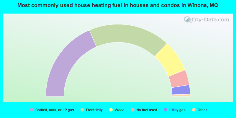 Most commonly used house heating fuel in houses and condos in Winona, MO