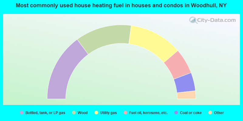 Most commonly used house heating fuel in houses and condos in Woodhull, NY