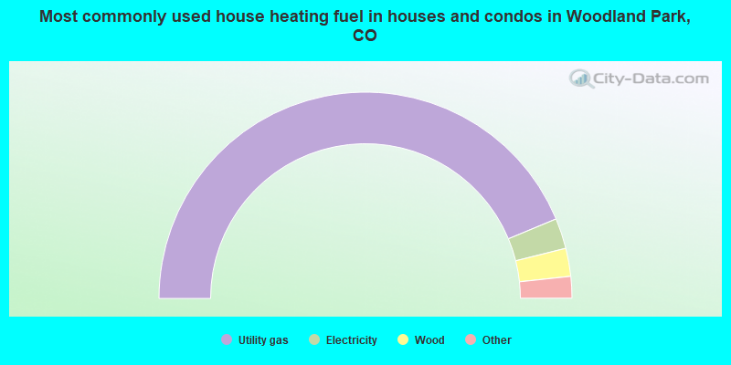 Most commonly used house heating fuel in houses and condos in Woodland Park, CO