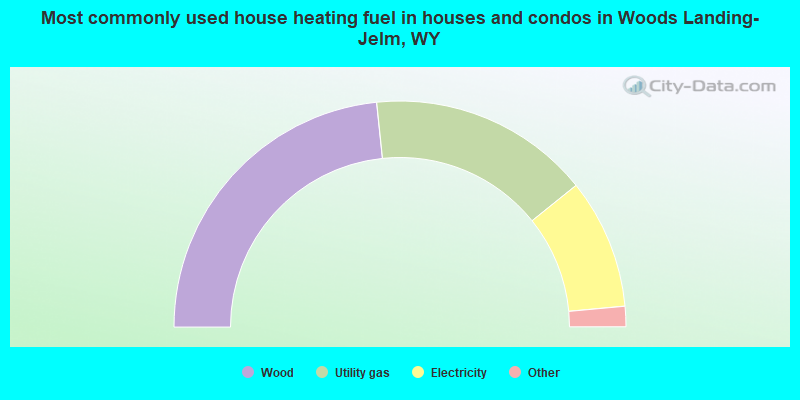 Most commonly used house heating fuel in houses and condos in Woods Landing-Jelm, WY