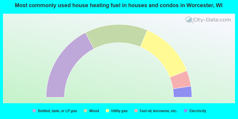 Most commonly used house heating fuel in houses and condos in Worcester, WI