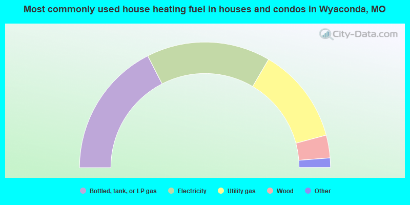 Most commonly used house heating fuel in houses and condos in Wyaconda, MO