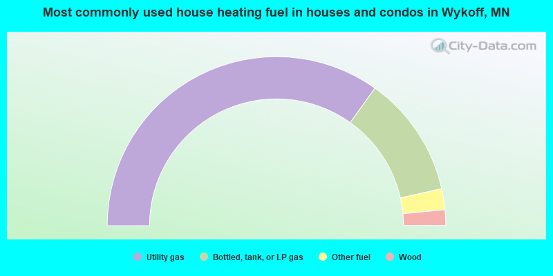 Most commonly used house heating fuel in houses and condos in Wykoff, MN