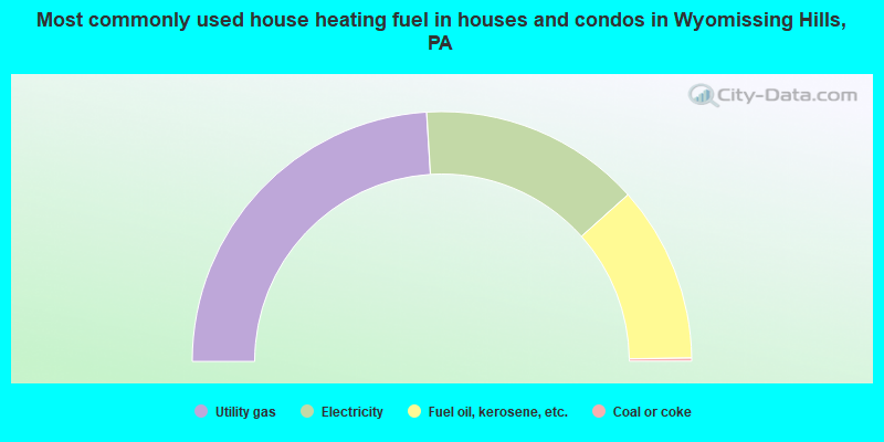 Most commonly used house heating fuel in houses and condos in Wyomissing Hills, PA