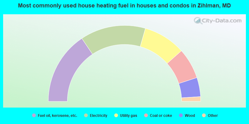 Most commonly used house heating fuel in houses and condos in Zihlman, MD