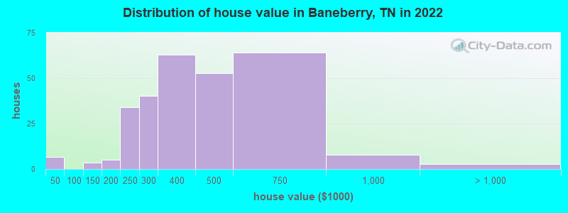 Distribution of house value in Baneberry, TN in 2022