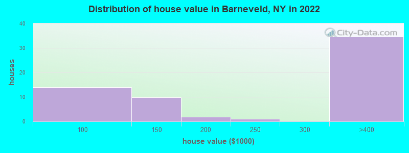 Distribution of house value in Barneveld, NY in 2019