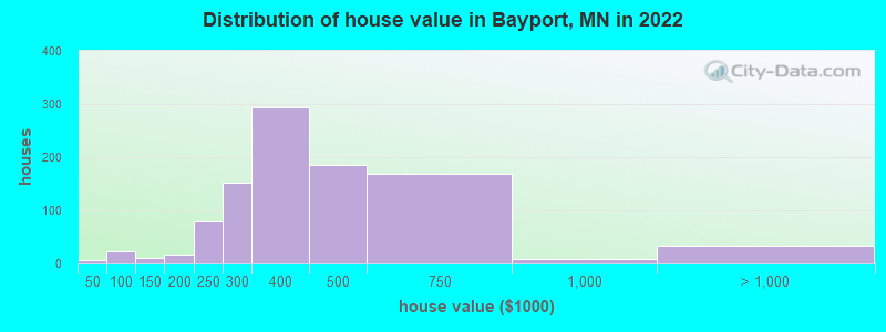 Distribution of house value in Bayport, MN in 2021